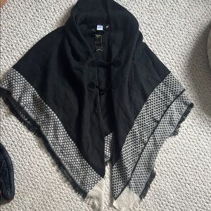 Black and Ivory Shawl Sweater